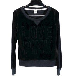 VS Love Pink Embossed Velour Sweatshirt Pullover Crewneck Lounge Y2K Retro Gym